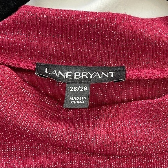 Lane Bryant Mock-Neck Keyhole Top With Ruched Sides Size 26 / 28 Holiday Red - Picture 6 of 13